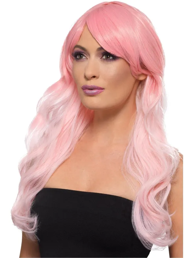 Smiffys Fashion Ombre parrucca lunga grigio lilla