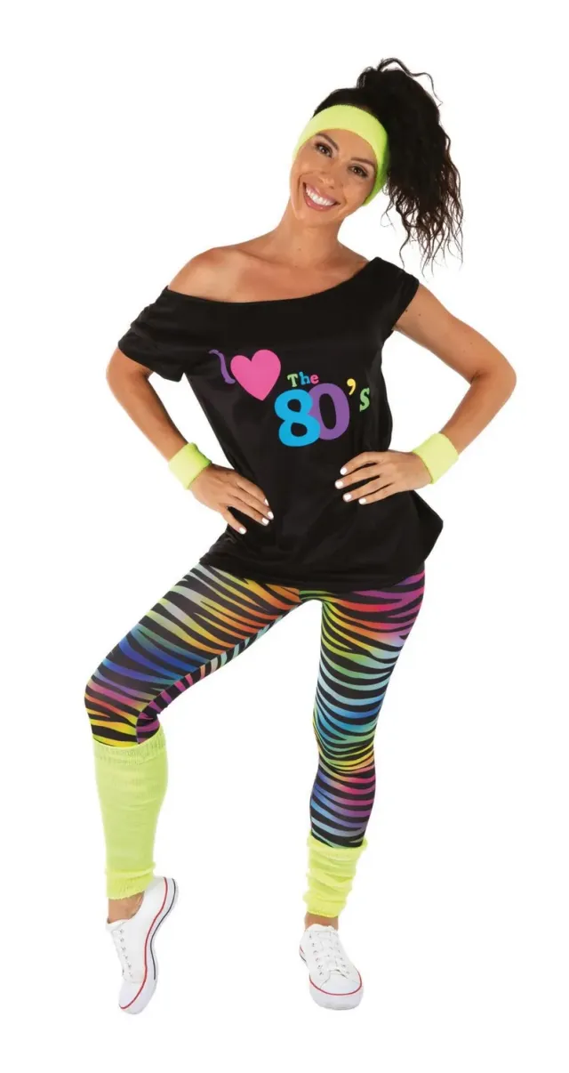 P'tit Clown costume legging anni '80 giallo taglia unica