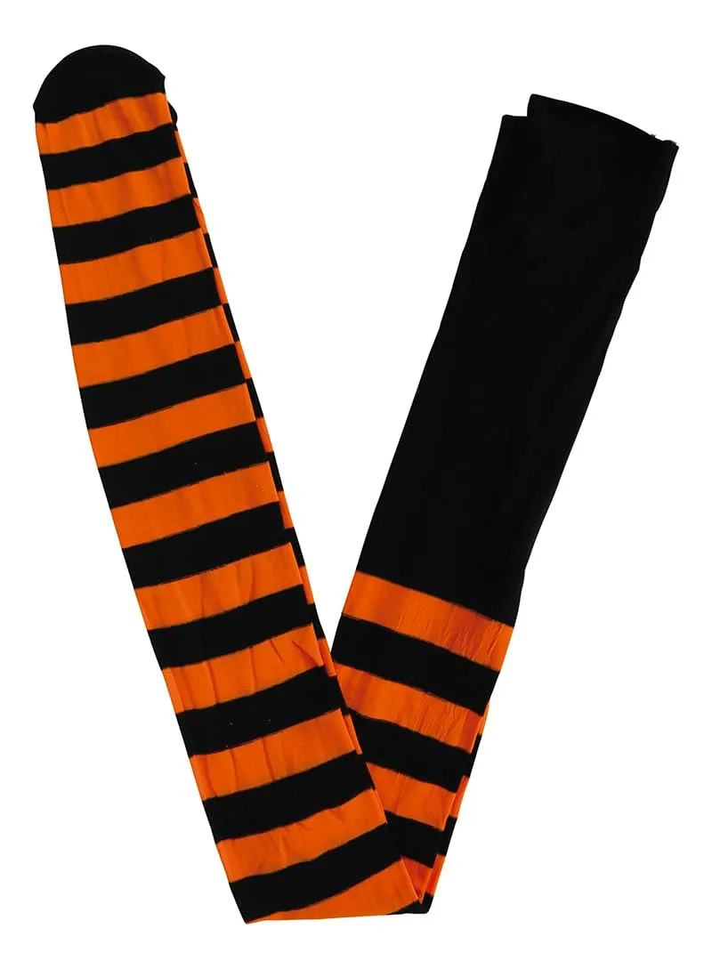 Guirca Collant a Righe Donna Arancio Nero per Carnevale