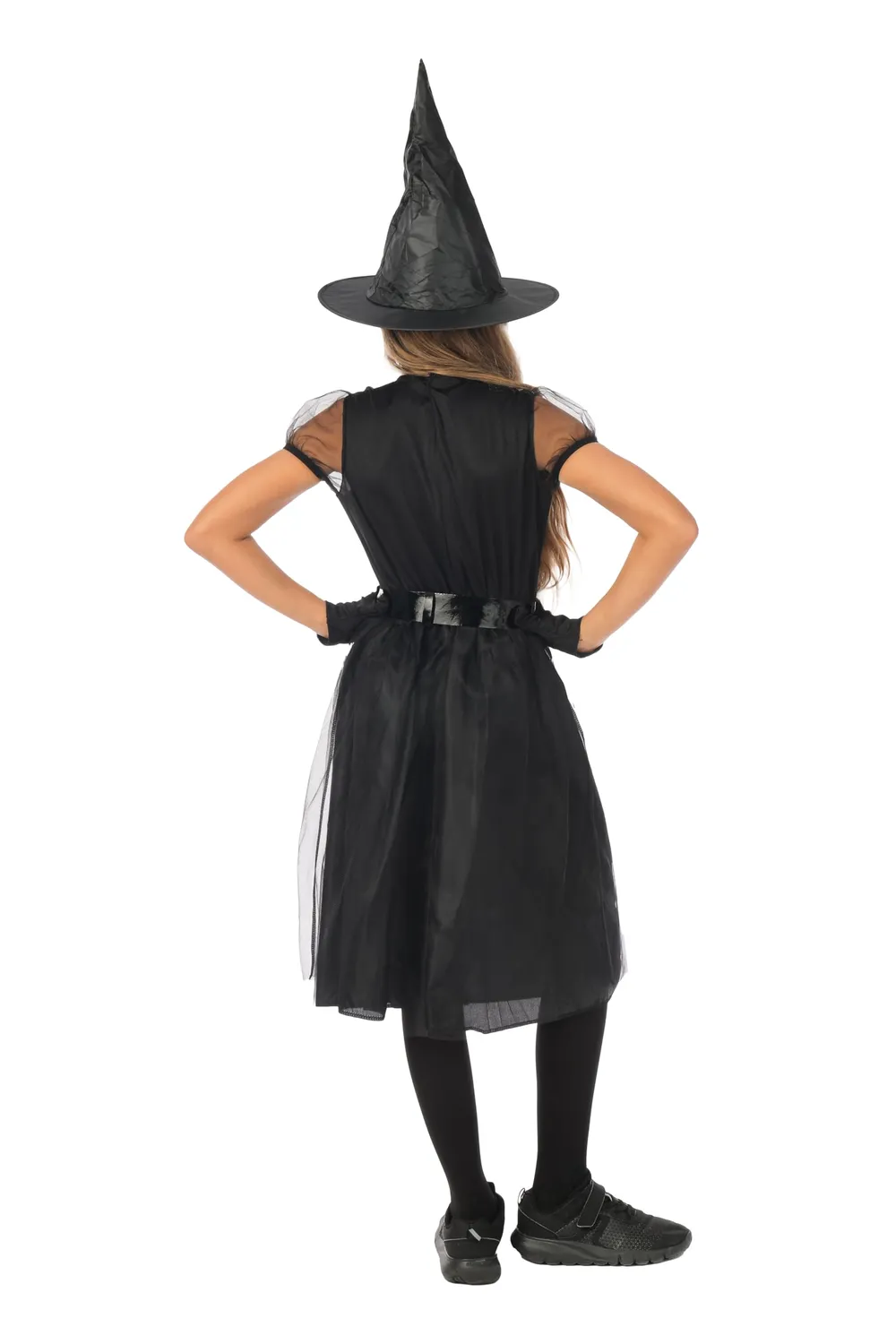 P'tit Clown costume strega bambina nero 5-6 anni con cappello