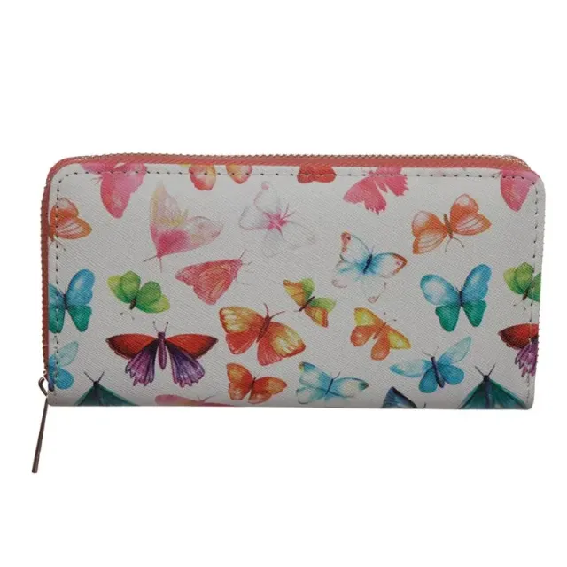 La Bottega di Merlino portafoglio grande zip farfalle 19,5 cm