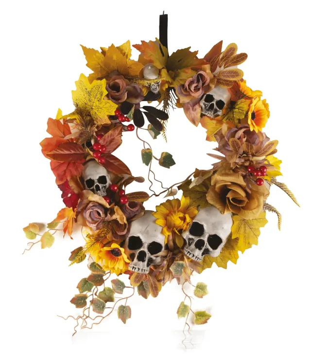 P'tit Clown re22972 corona Halloween 45 cm con teschi