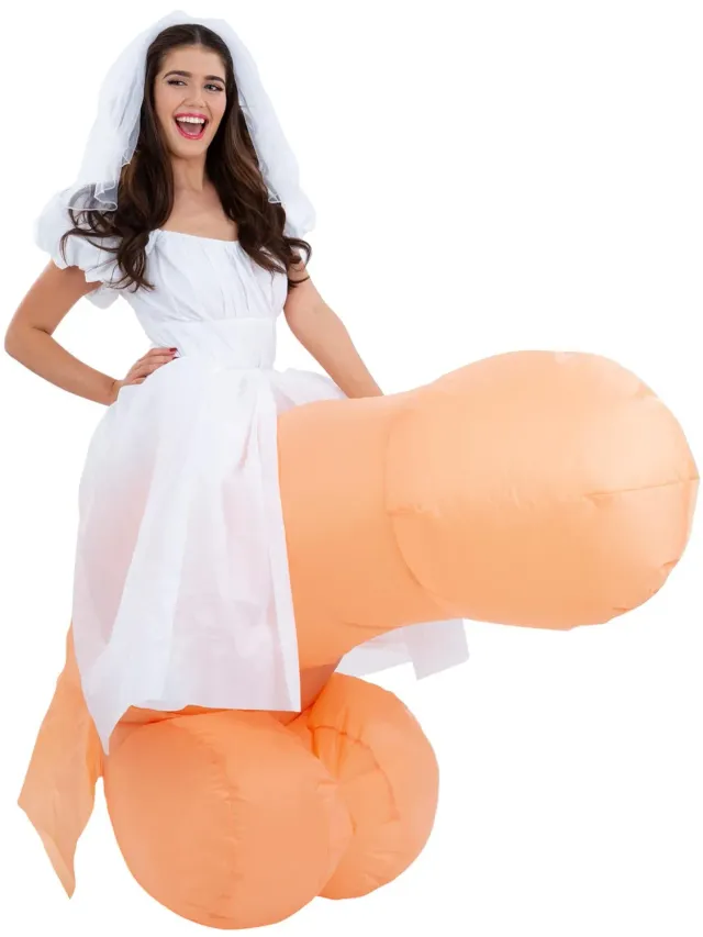 Smiffys Bride costume sposa gonfiabile donna con velo