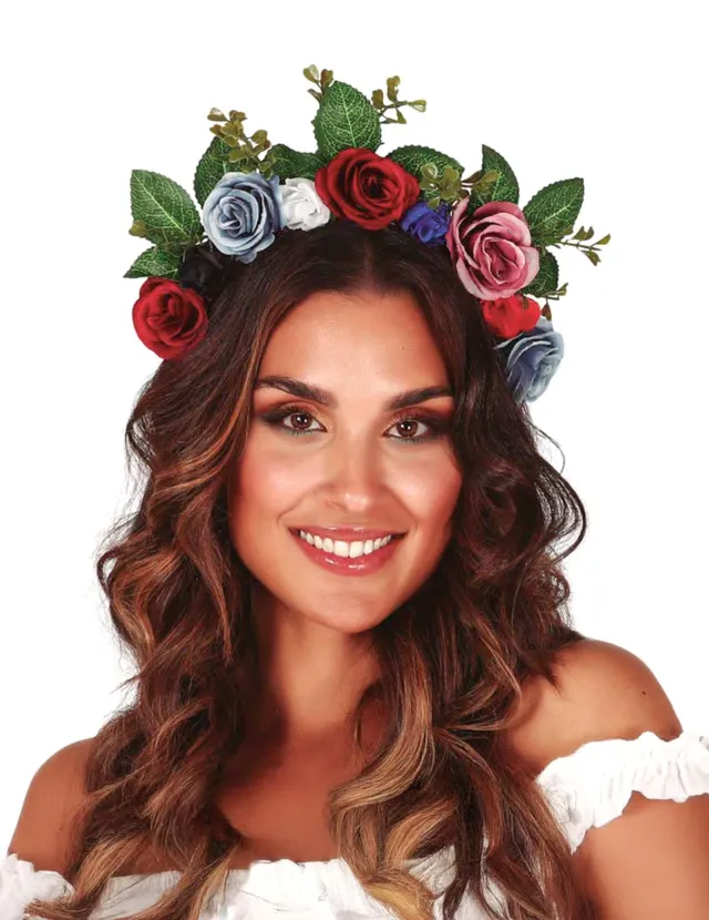 Fiestas Guirca diadema fiori e foglie cerchietto donna