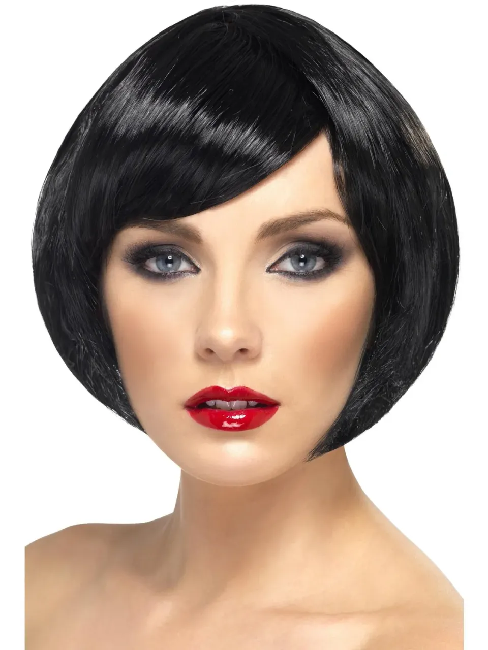 Smiffys Babe parrucca caschetto nero con frangia donna