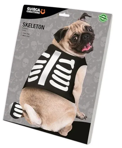 Fiestas Guirca Scheletro costume cane taglia S nero bianco