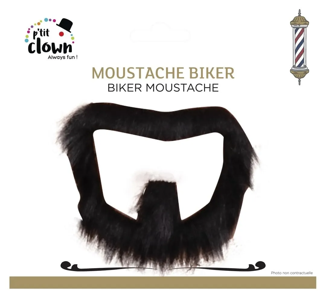P'tit Clown Baffi Biker Neri Finti Adulto Carnevale