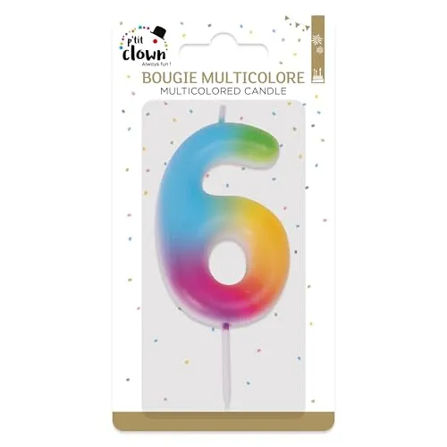 P'tit Clown 23946 candelina compleanno multicolore numero 6