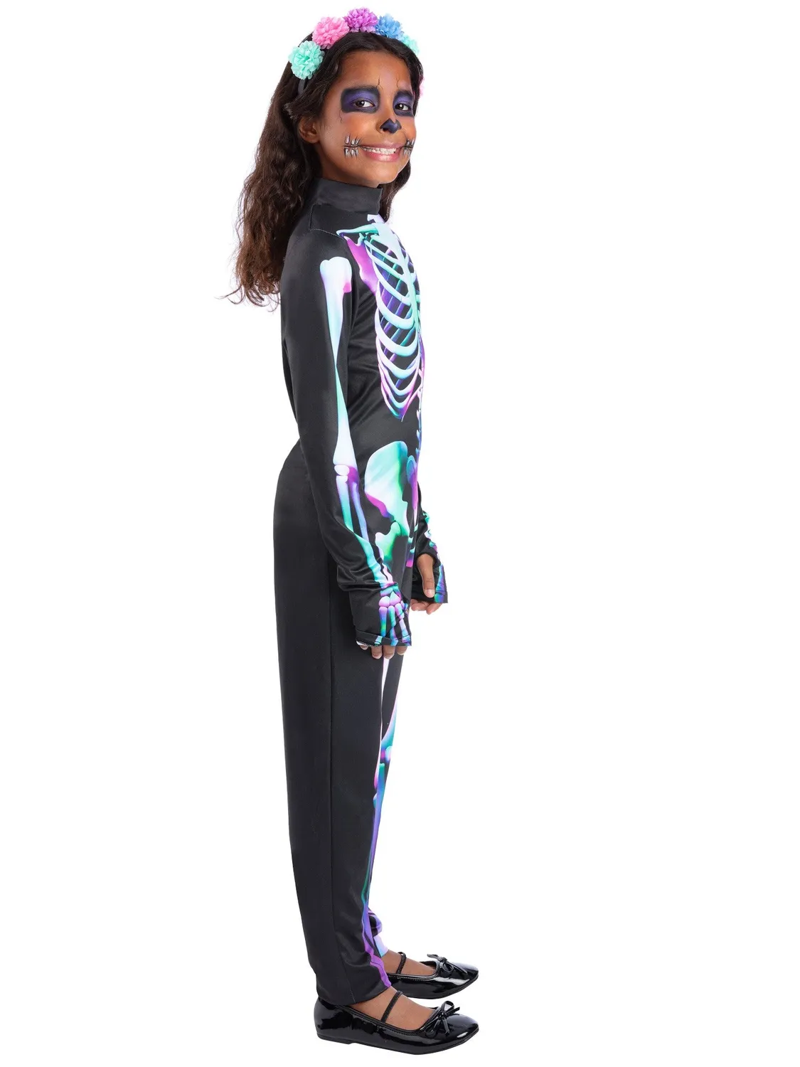 Smiffys Bright Bones costume scheletro bambina neon 7-9 anni