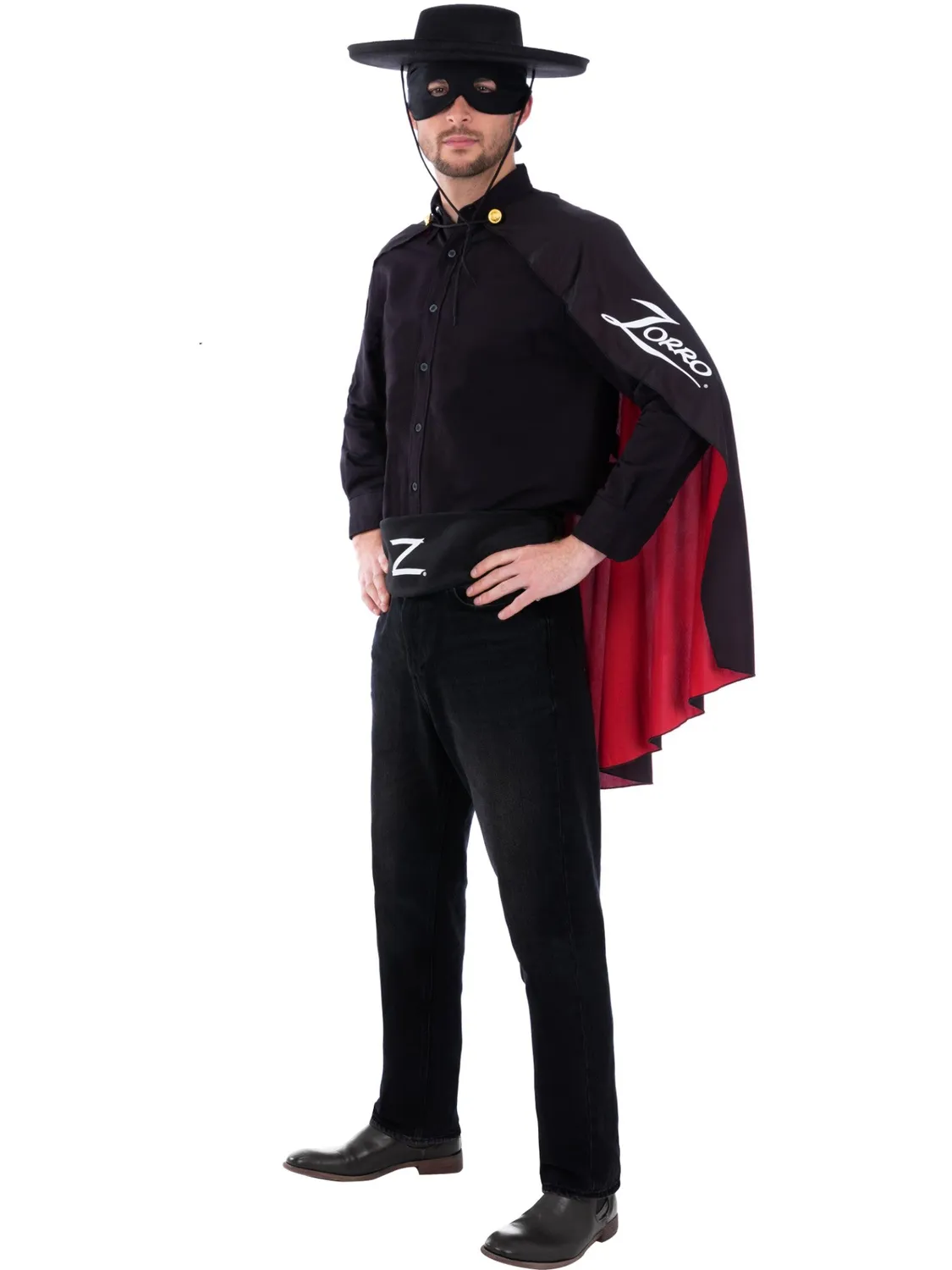 Smiffys Zorro kit accessori adulto nero rosso 4 pezzi