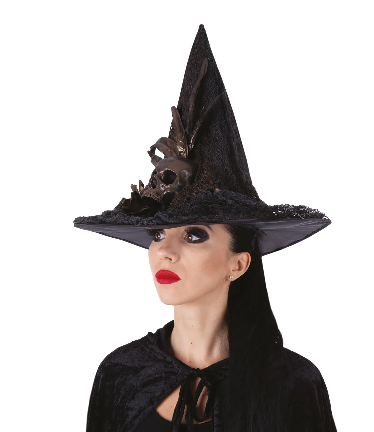 P'tit Clown re23010 cappello strega nero-oro con teschio