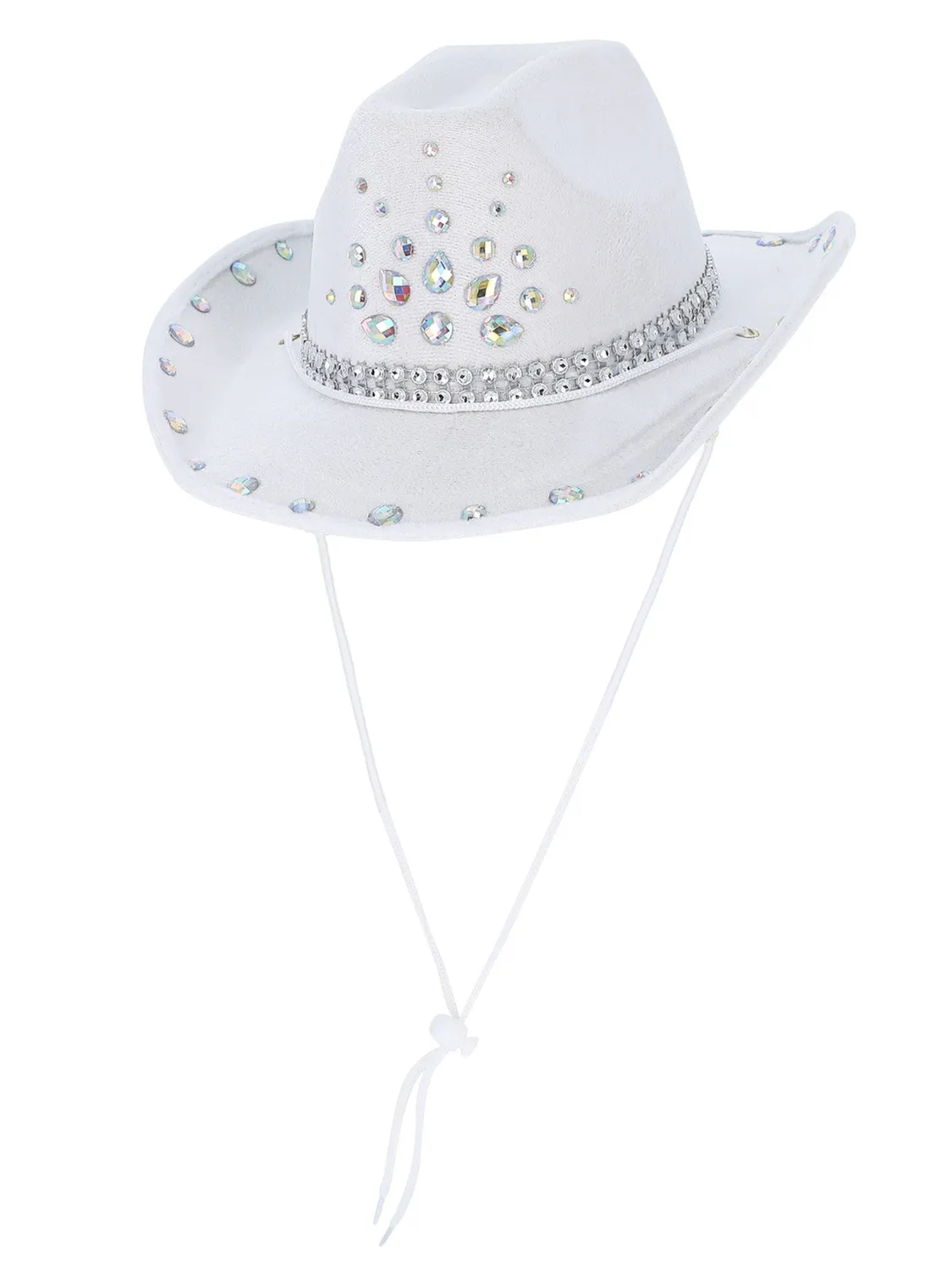 Smiffys Cappello Cowboy Bianco Strass taglia unica donna