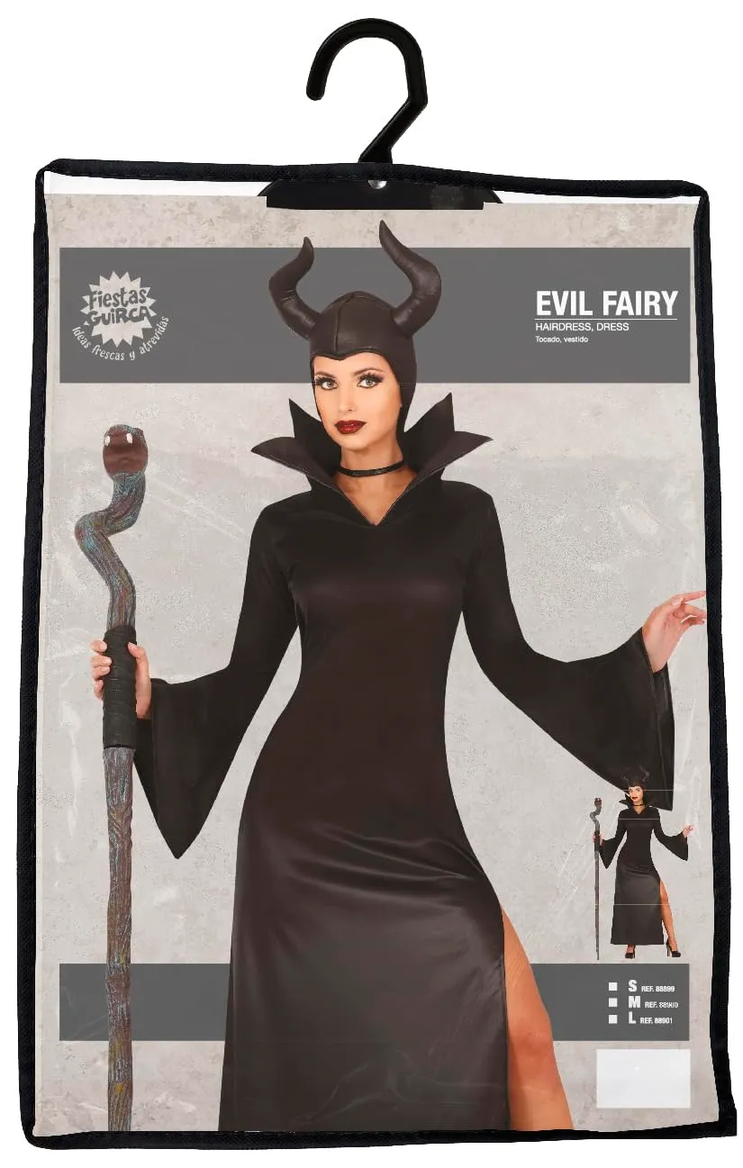 Guirca Costume Fata Malevola con Corna Donna S Nero
