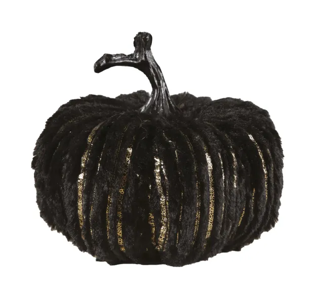 P'tit Clown re23013 zucca velluto decorazione nero oro 22 cm