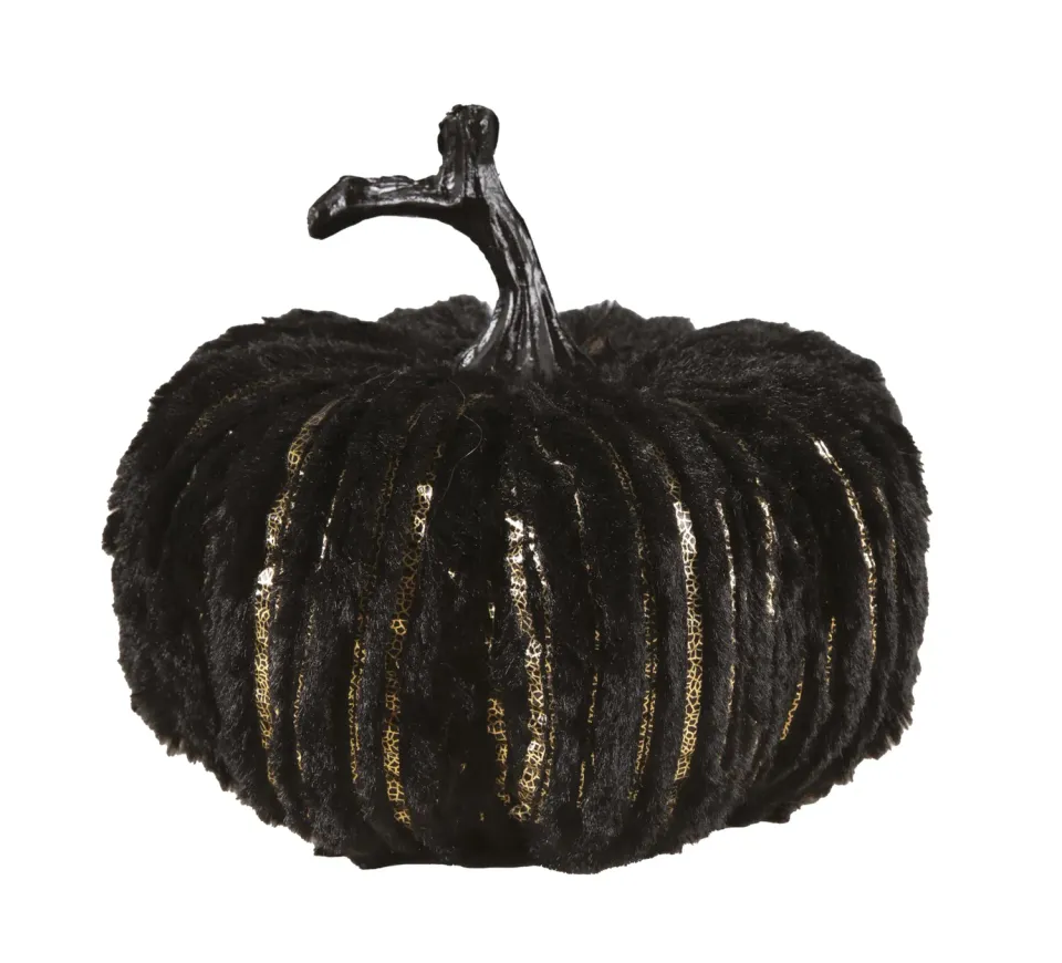 P'tit Clown re23013 zucca velluto decorazione nero oro 22 cm