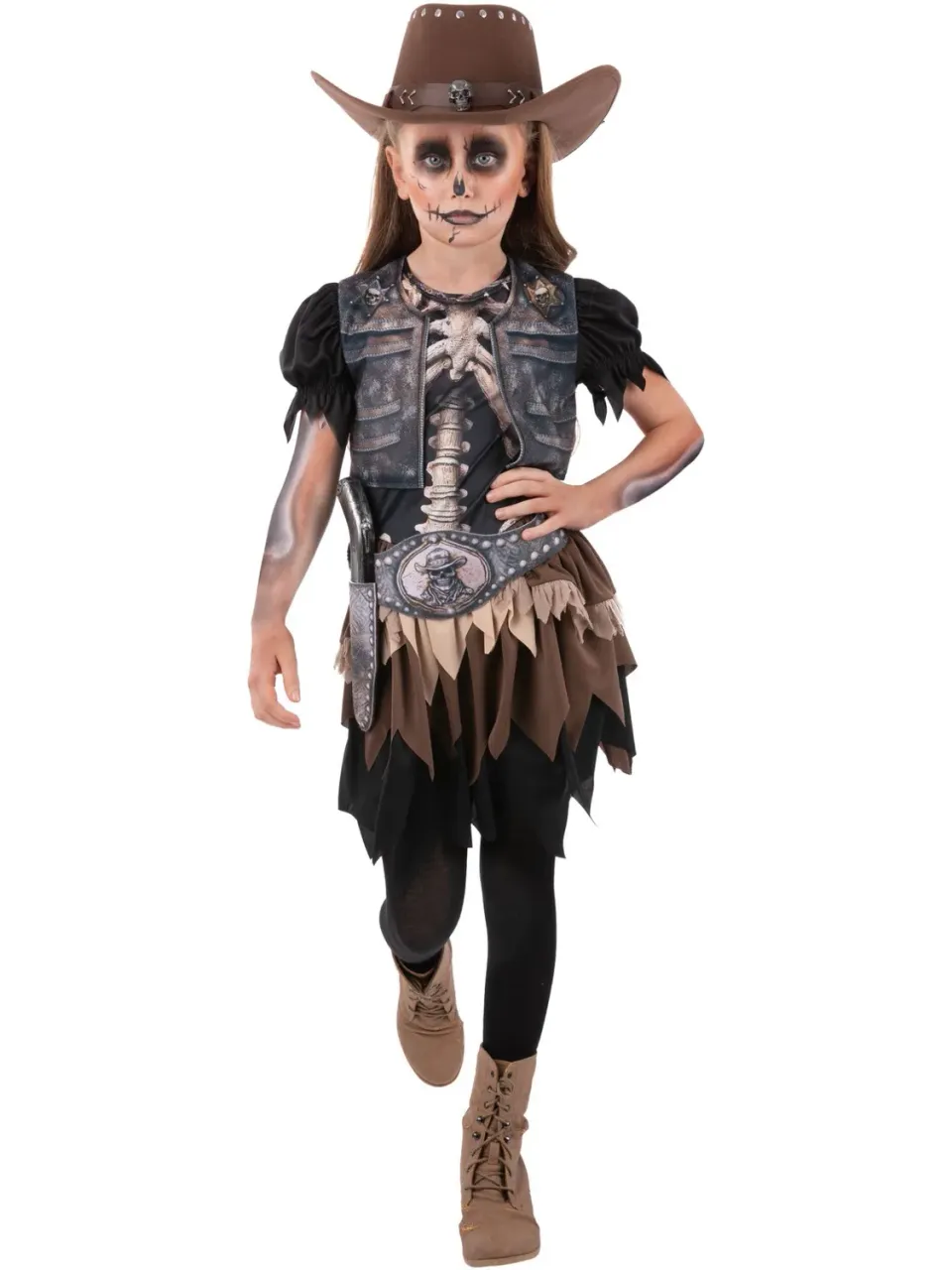 Smiffys Skeleton Cowgirl costume bambina scheletro 4-12 anni