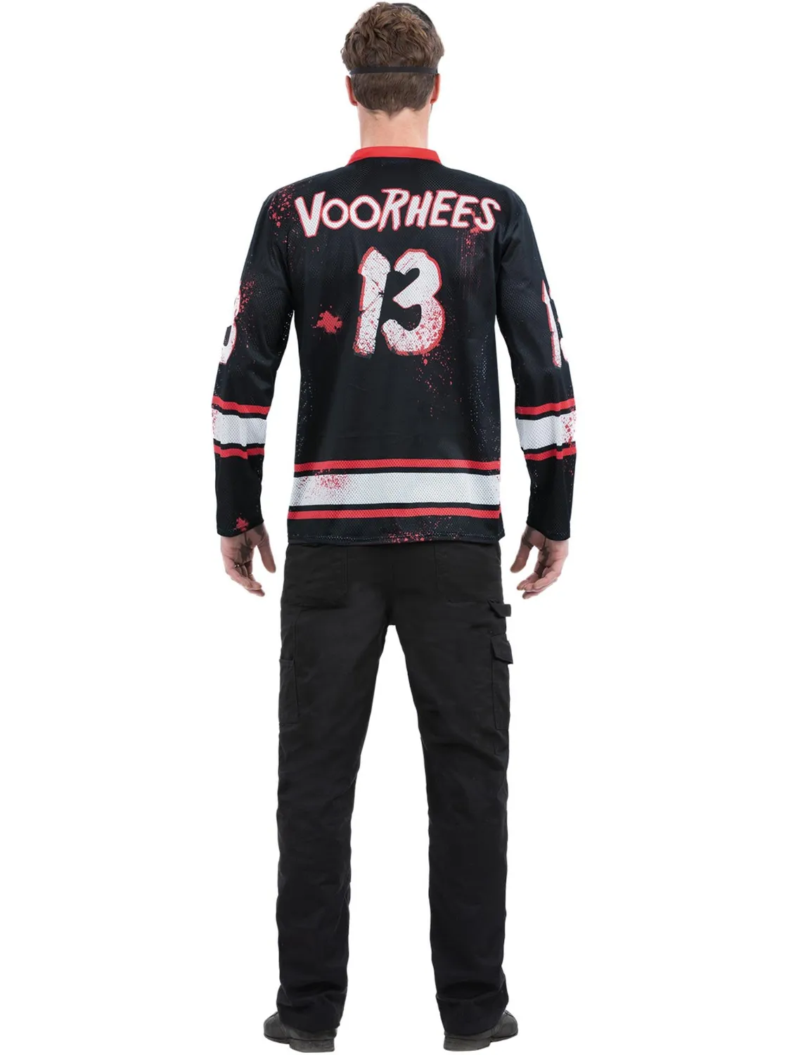 Smiffys Friday the 13th Maglia Hockey Jason Nero Rosso