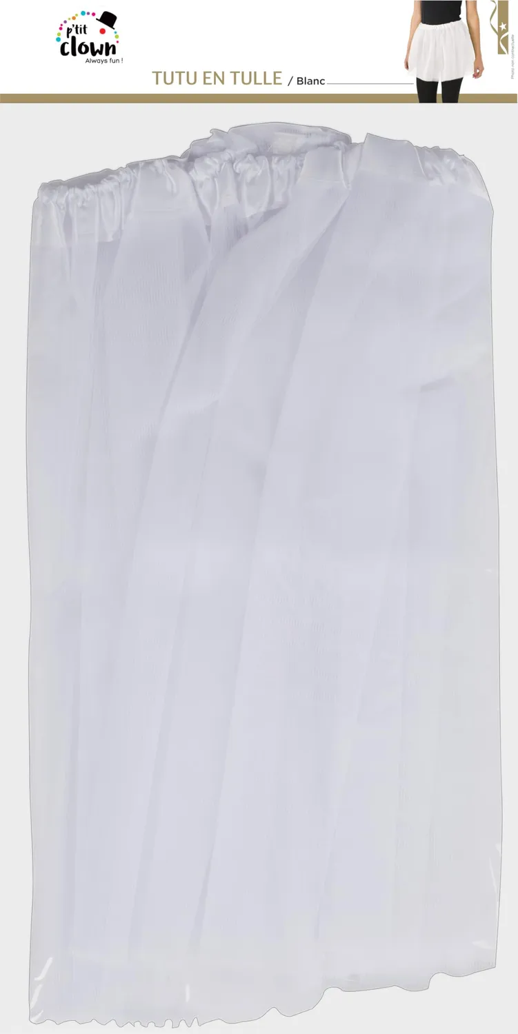 P'tit Clown Tutu in Tulle Bianco Taglia Unica Carnevale