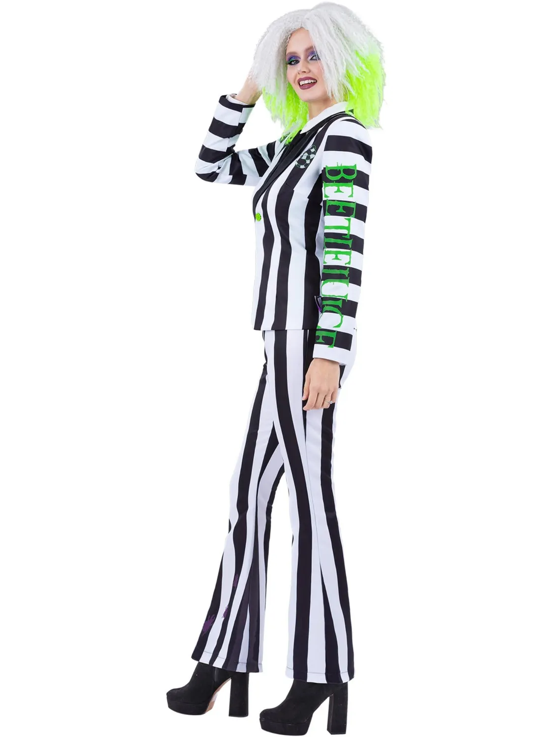 Smiffys Beetlejuice Costume Donna Giacca Pantaloni a Righe