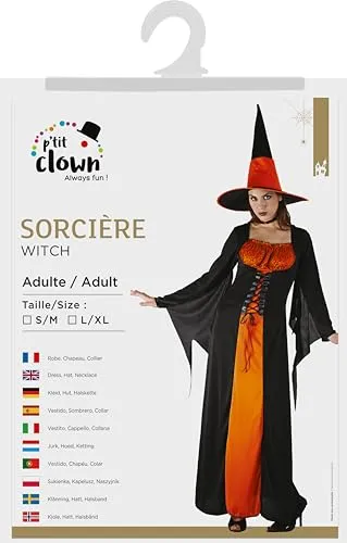P'tit Clown Costume strega donna L/XL nero arancione