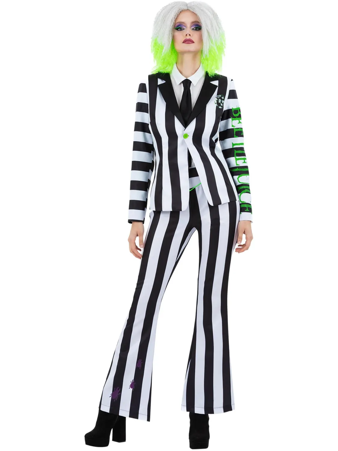Smiffys Beetlejuice Costume Donna Giacca Pantaloni a Righe