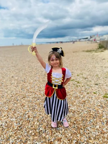 Smiffys Pirata Costume Bambina Rosso Nero 4-9 Anni
