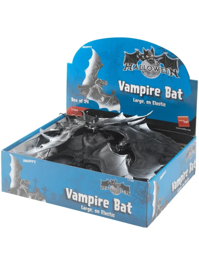 Smiffys Large Vampire Bat decorazione pipistrelli x24 neri elastico