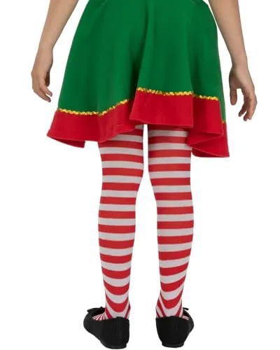 Funidelia Elfo collant bambina a righe rosso bianco Natale