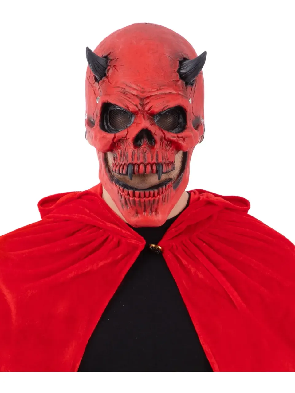 Smiffys Red Devil Skull maschera lattice teschio rosso