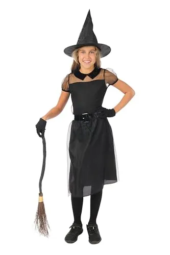 P'tit Clown costume strega bambina nero 5-6 anni con cappello