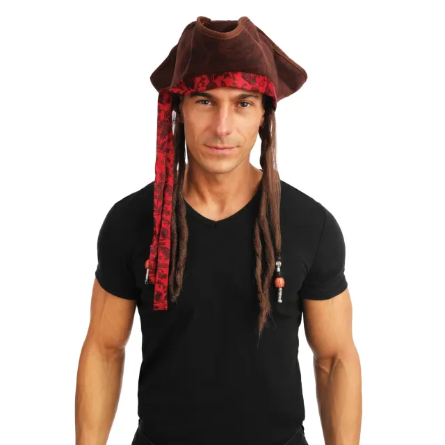 P'tit Clown Cappello Pirata con Dreadlocks Adulto
