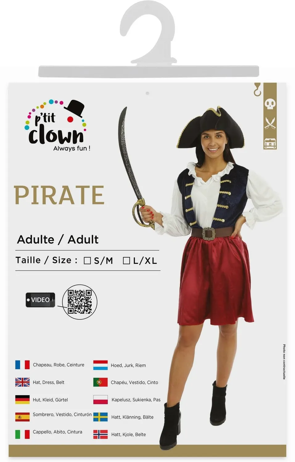 P'tit Clown Costume Pirata Uomo Blu L-XL