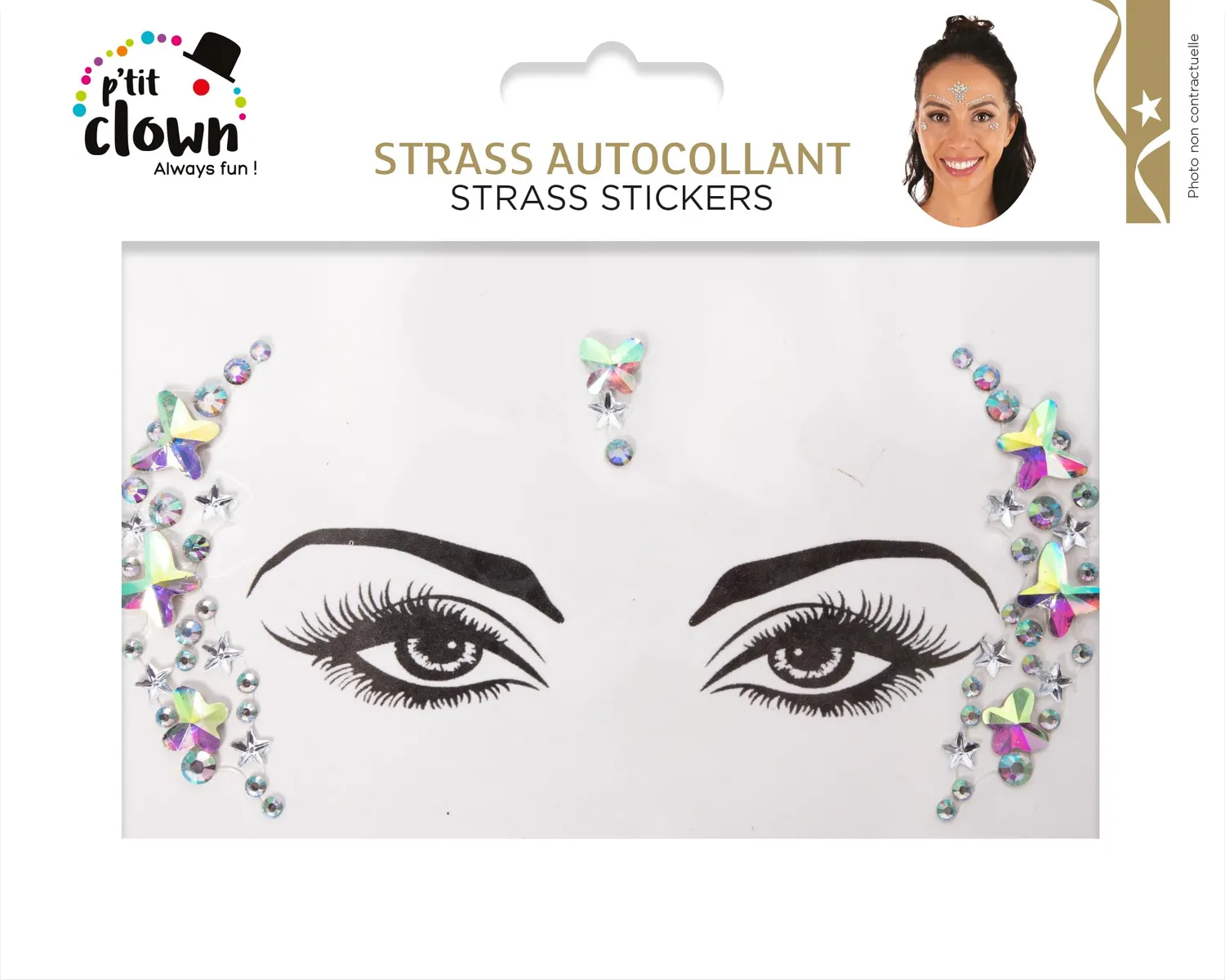 P'tit Clown III strass viso adesivi modello casuale
