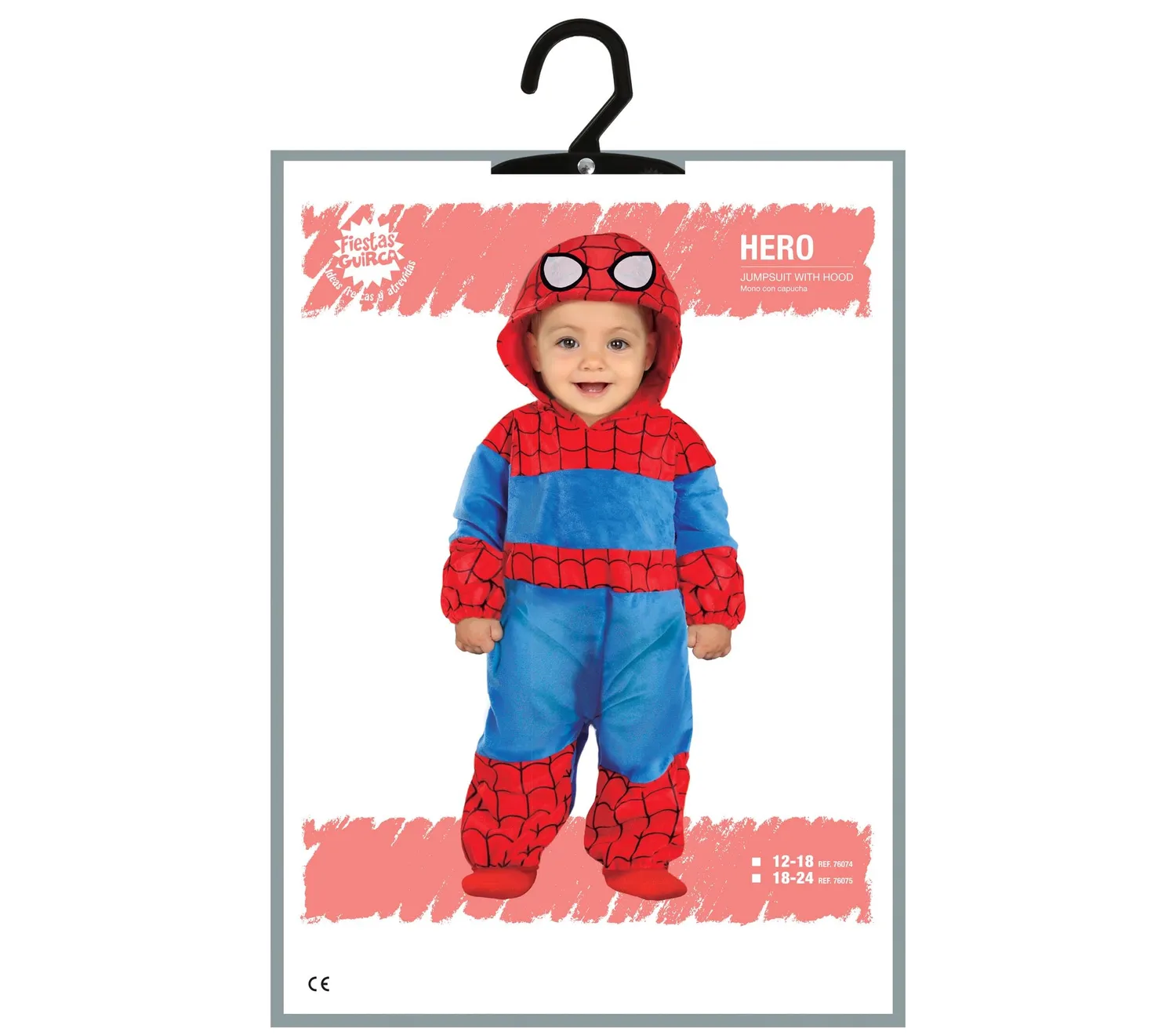 Fiestas Guirca Eroe Neonato costume tuta 2-3 anni ragnatela