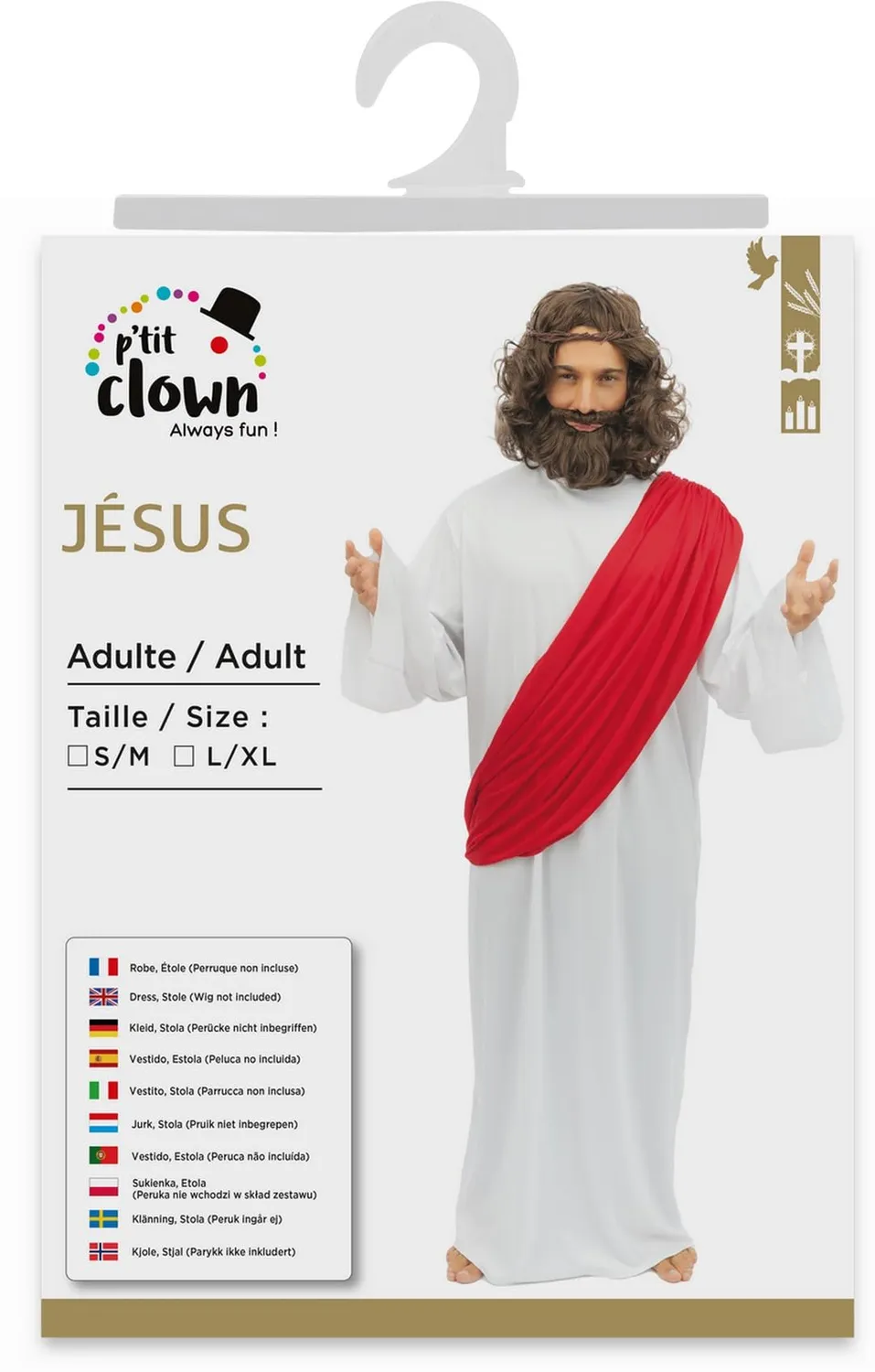 P'tit Clown Costume Gesù Adulto Tunica Mantello L-XL