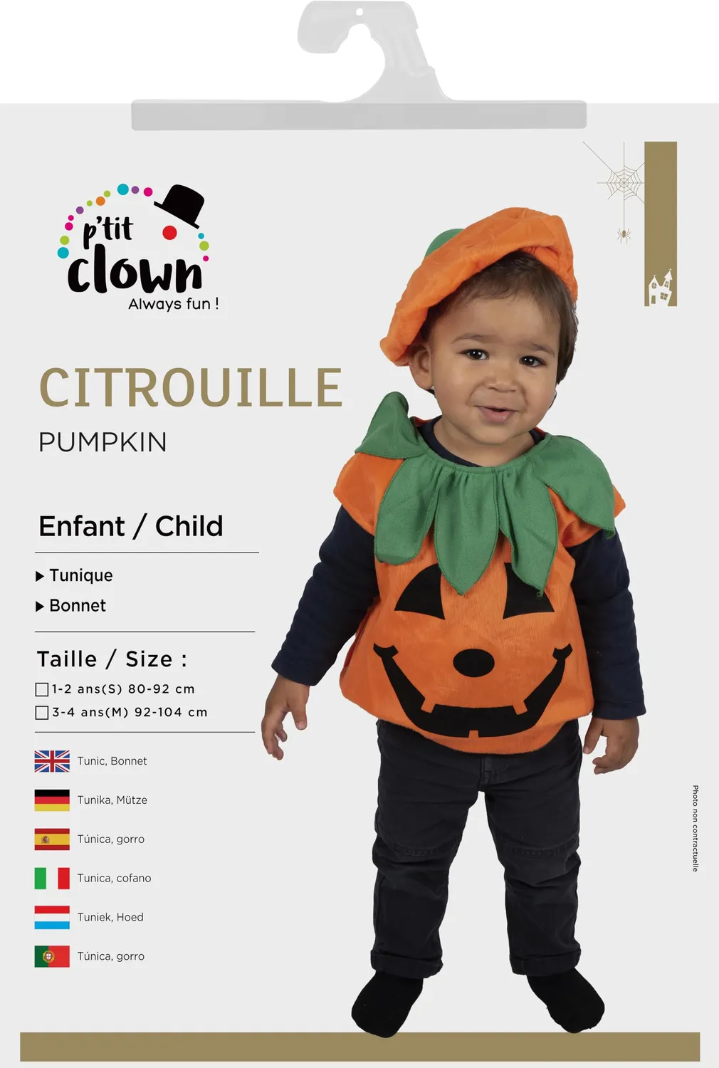 P'tit Clown costume zucca neonato tunica e cappello