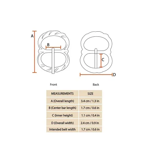 Fibbie Cintura Ottone Doppio Anello 1,7 cm Set 5 Pezzi