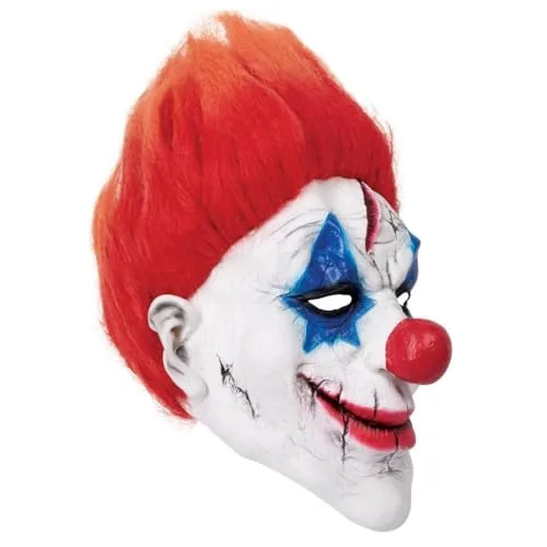 P'tit Clown maschera clown integrale adulto lattice bianca capelli