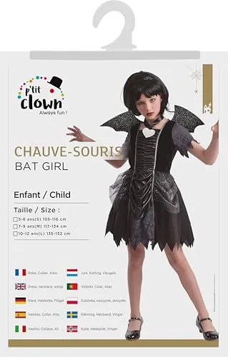 P'tit Clown costume pipistrello bambina 5-6 anni con ali