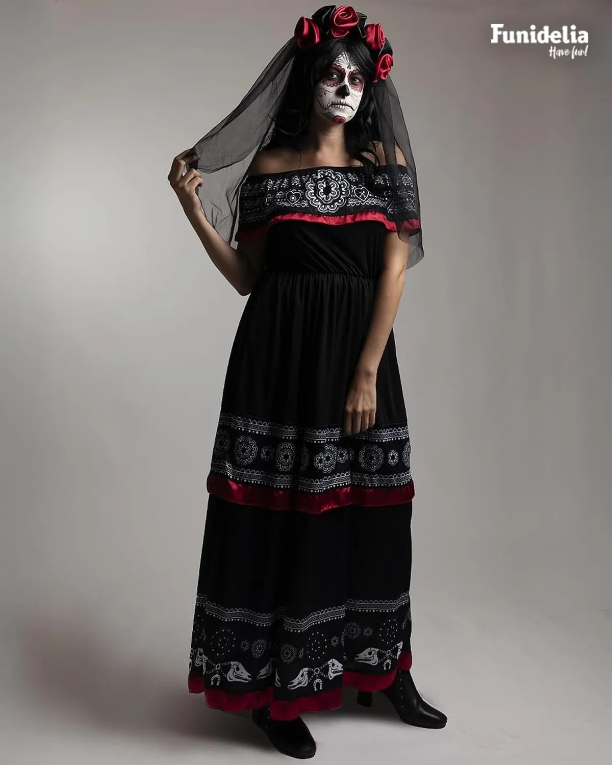 Funidelia Costume Catrina Donna M con Velo Fiori