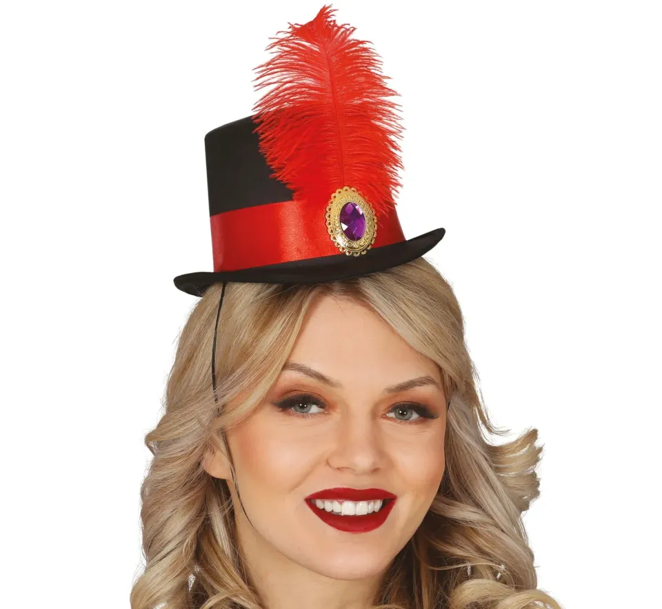 Fiestas Guirca Minihat Macchina Mini Cappello Penna Rossa