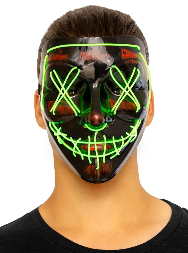 Funidelia Horror parrucca maschera LED nera Halloween adulto