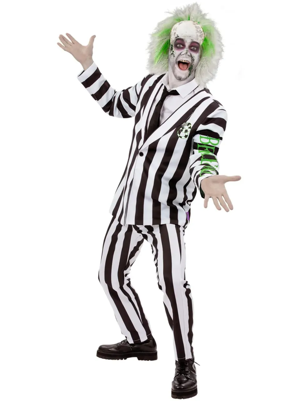 Smiffys Beetlejuice 81025 Costume Uomo Gessato Bianco Nero