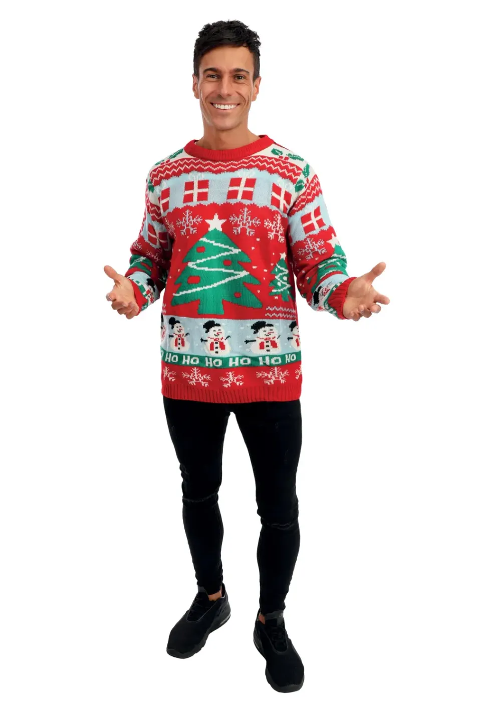 P'tit Clown Re48173 maglione natalizio rosso alberi XL