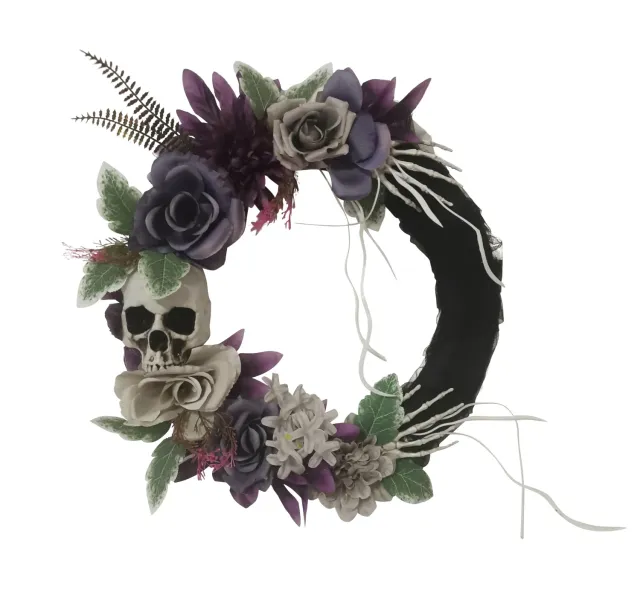 P'tit Clown corona porta Halloween 40 cm teschio nero