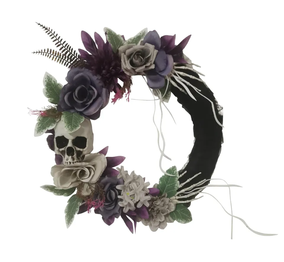P'tit Clown corona porta Halloween 40 cm teschio nero