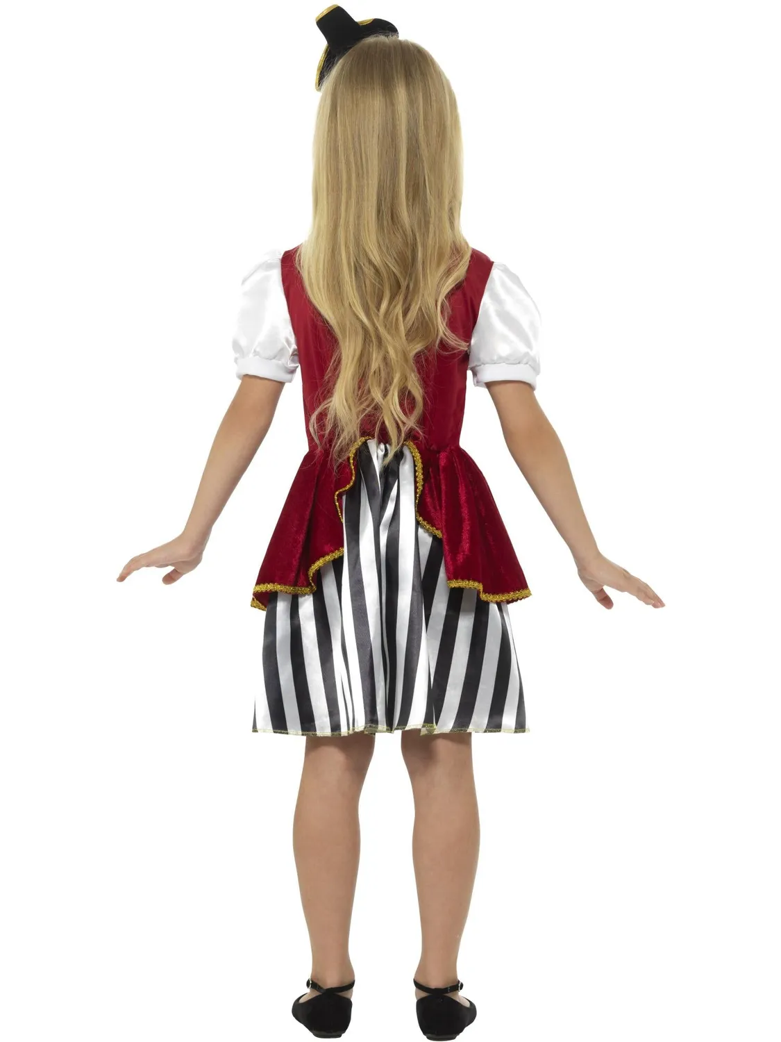 Smiffys Pirata Costume Bambina Rosso Nero 4-9 Anni