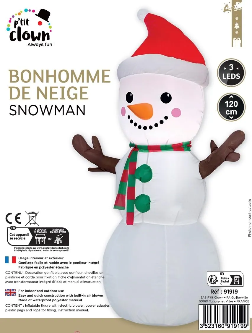P'tit Clown pupazzo neve gonfiabile luminoso 120 cm