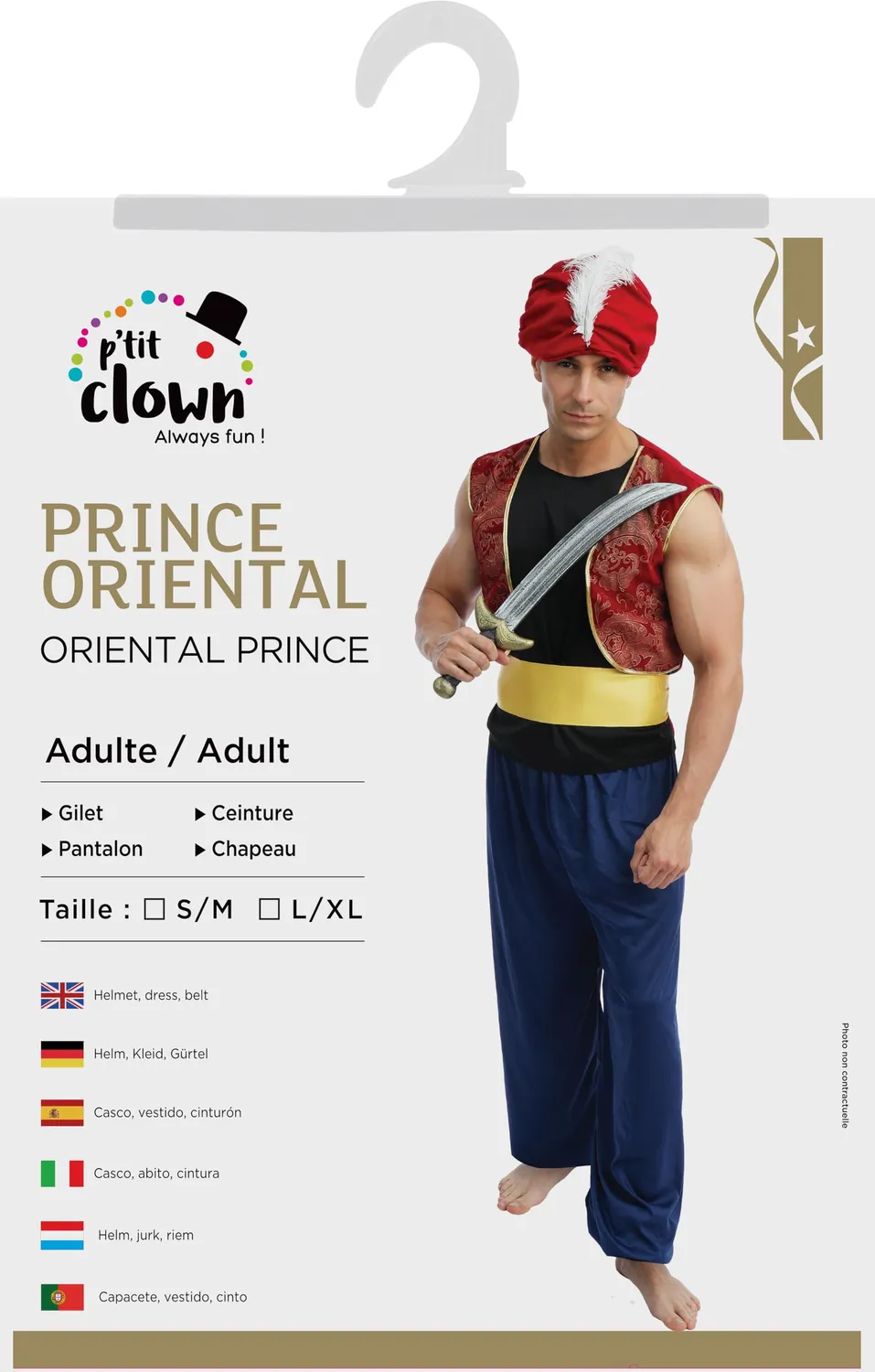 P'tit Clown principe orientale costume adulto L-XL poliestere
