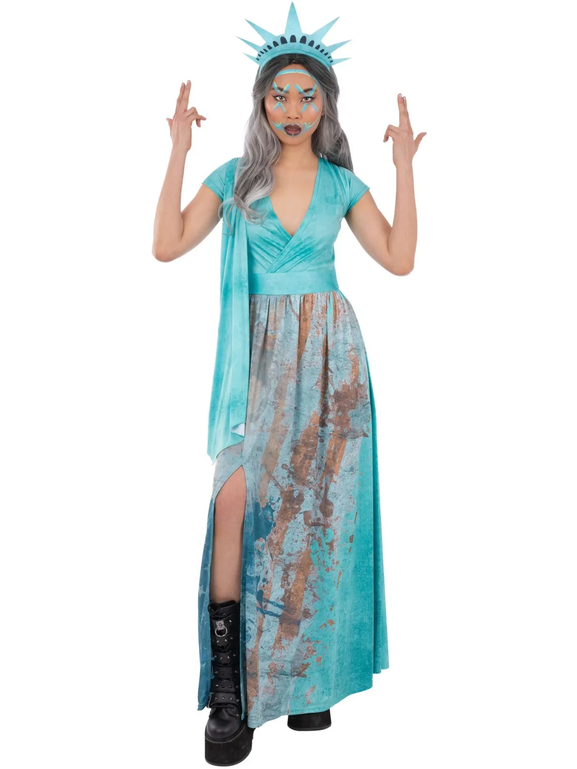 Smiffys Lady Liberty costume donna M 12-14 con abito e corona